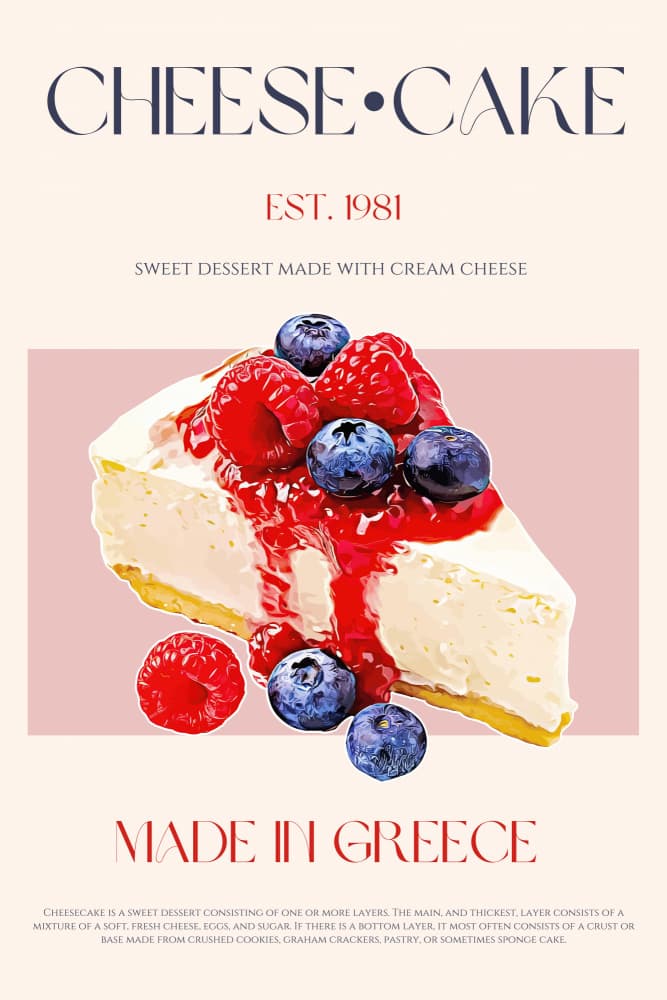 Greek Cheesecake Slice by Nazma Khokhar — canvas wall art