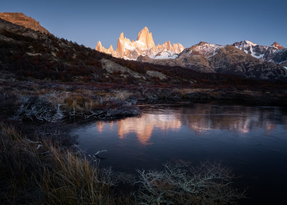 Fitz Roy Golden Reflection by Yongnan Li (李永男) — canvas wall art