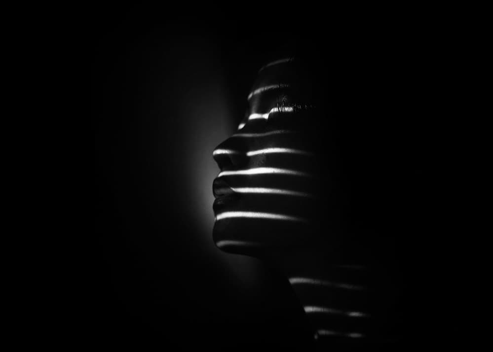 Striped Profile Portrait by Teguh Yudhi Winarno — canvas wall art