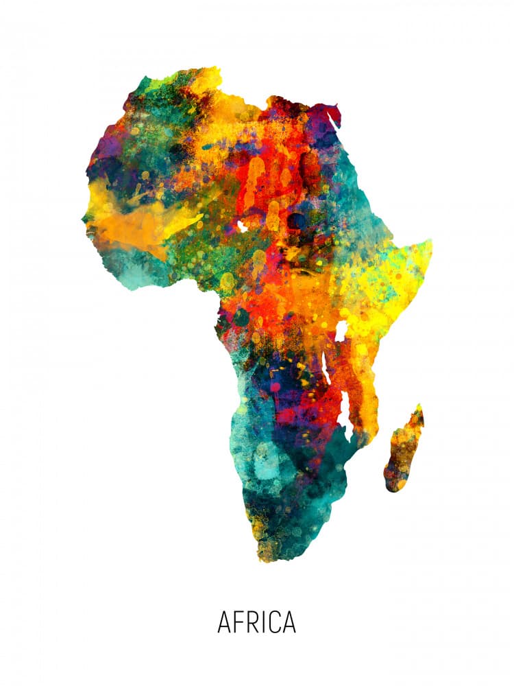 Vibrant Africa Map by Michael Tompsett — canvas wall art