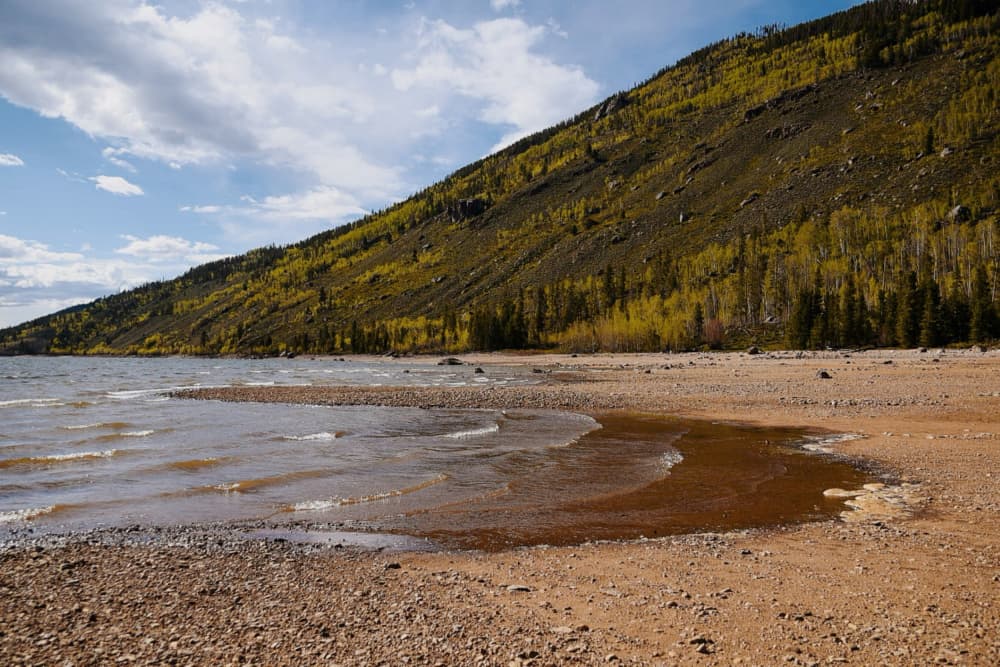 Mountain Lake Fall Colors by Del Mundo Imagery — canvas wall art