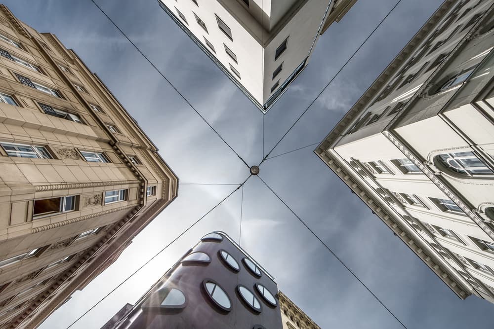 Skyward Urban Junction by Lorenza Cancian — canvas wall art