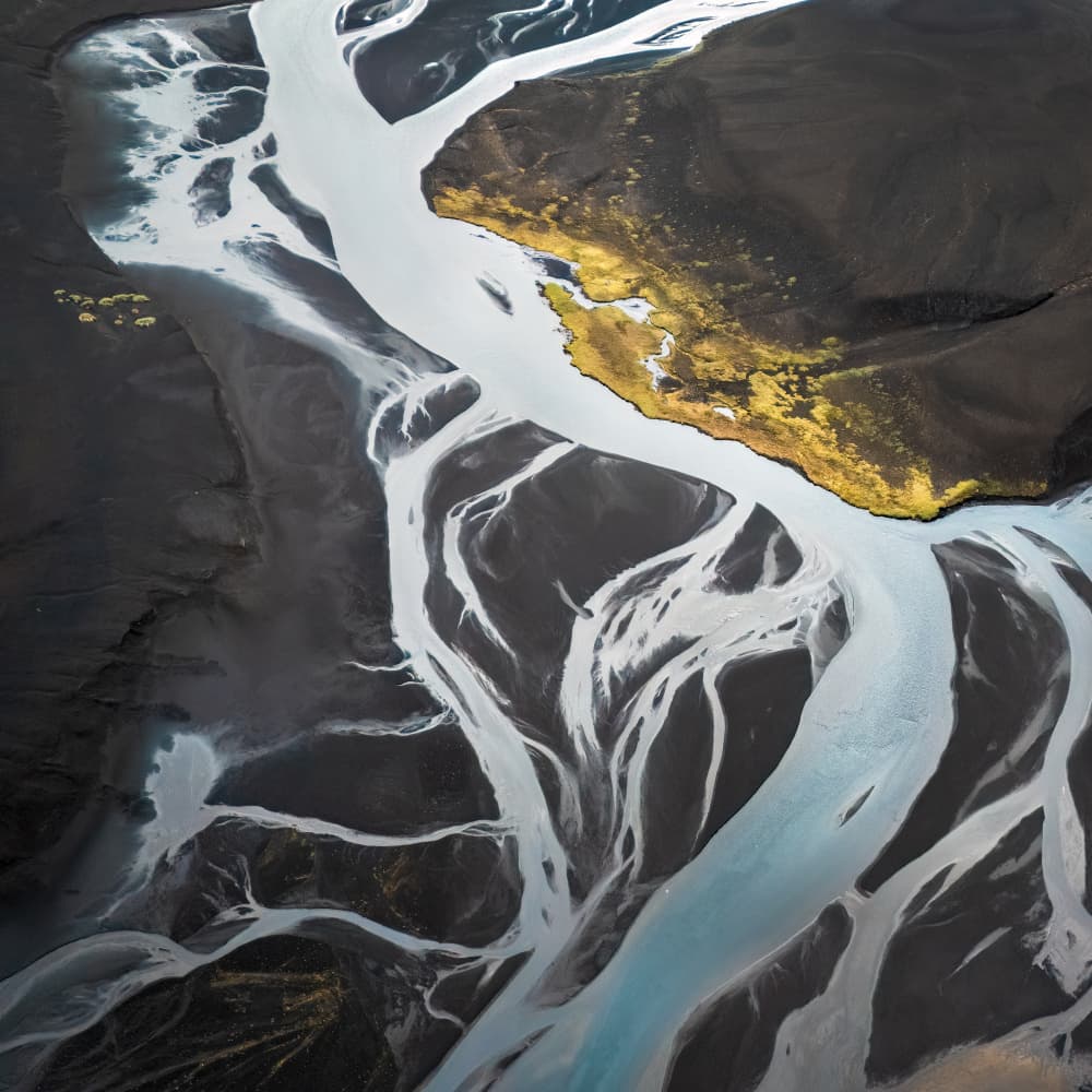 Braided River Aerial View by Aidong Ning — canvas wall art