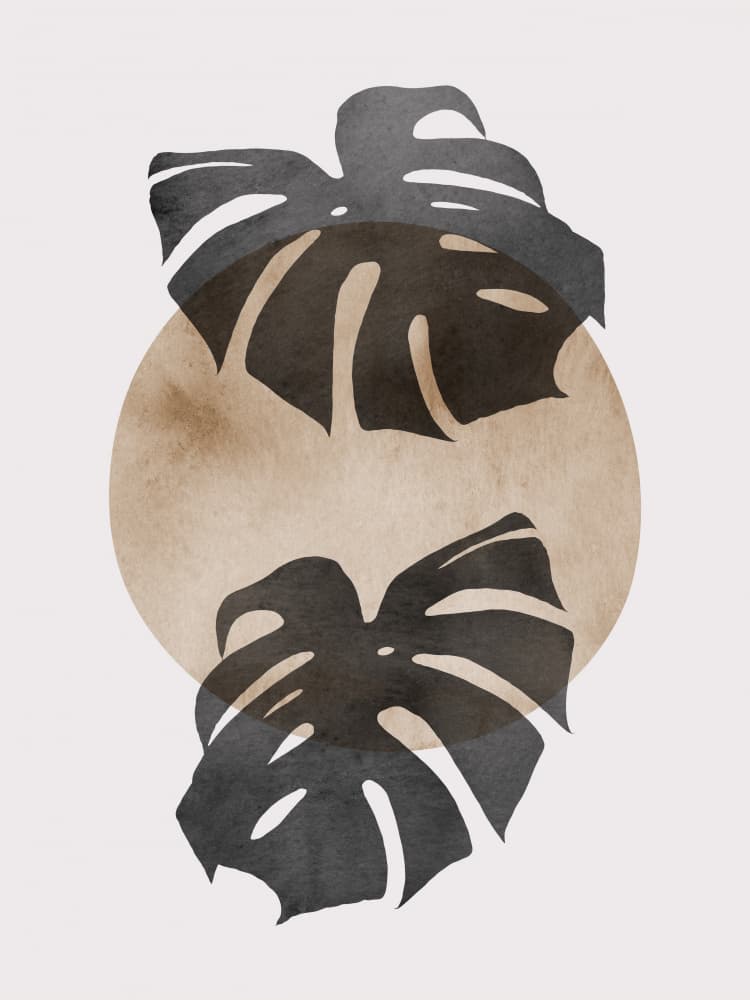 Earthy Monstera Circle by Vitor Costa — canvas wall art