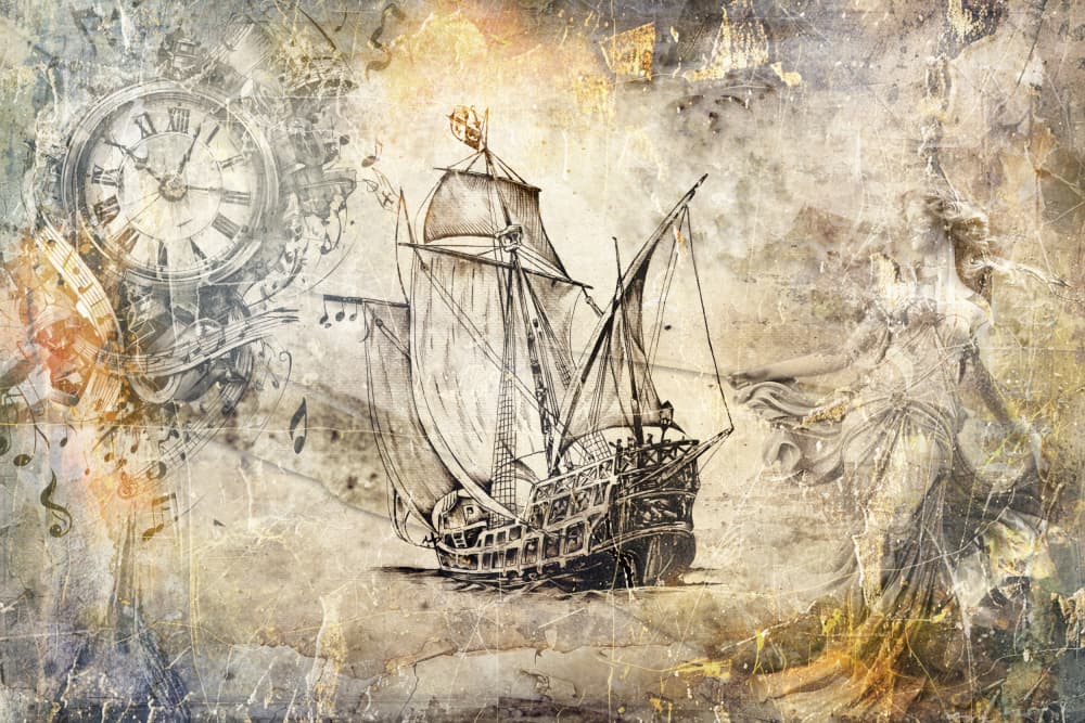 Vintage Sailing Ship Adventure by Rafal Kulik — canvas wall art