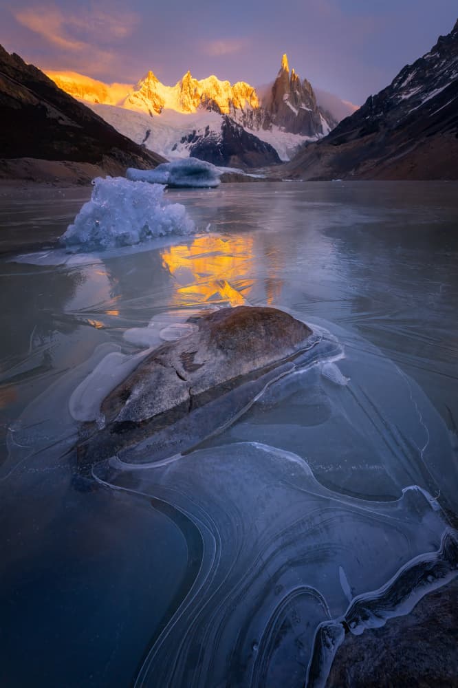 Golden Peaks Frozen Lake by Yongnan Li (李永男) — canvas wall art