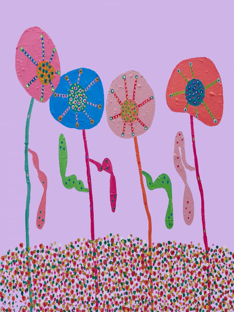 Happy Abstract Flowers by Helen Joynson — canvas wall art