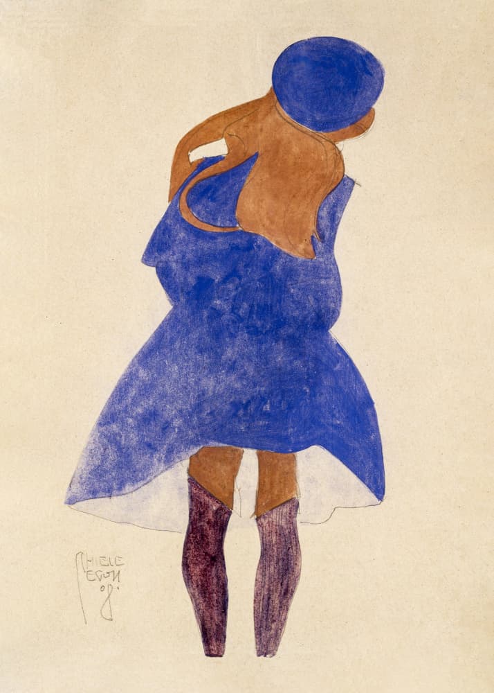 Standing Girl, Back View 1908 by EGON SCHIELE — canvas wall art