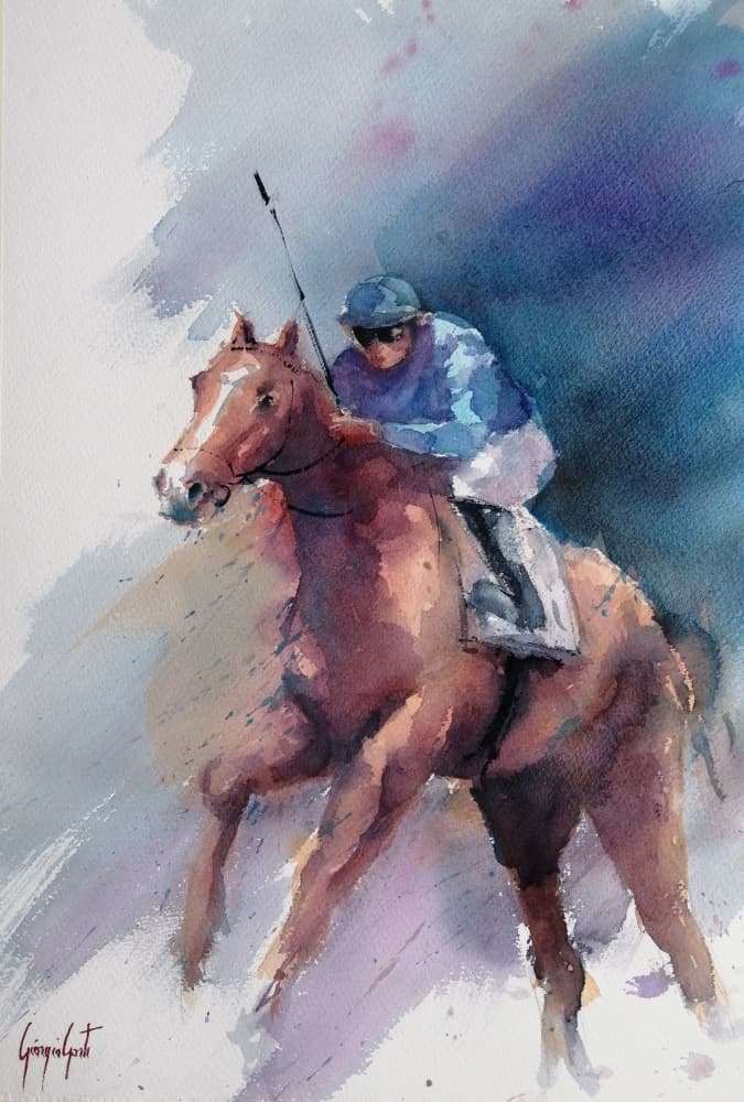 Galloping Racehorse by Giorgio Gosti — canvas wall art