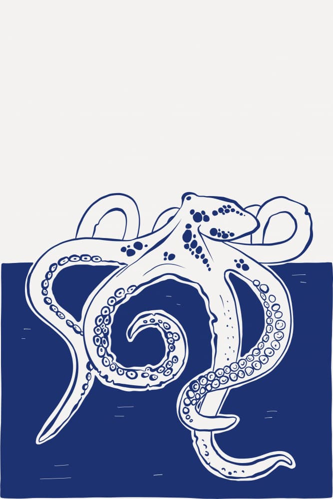 Deep Blue Octopus by Marianne Bassil — canvas wall art