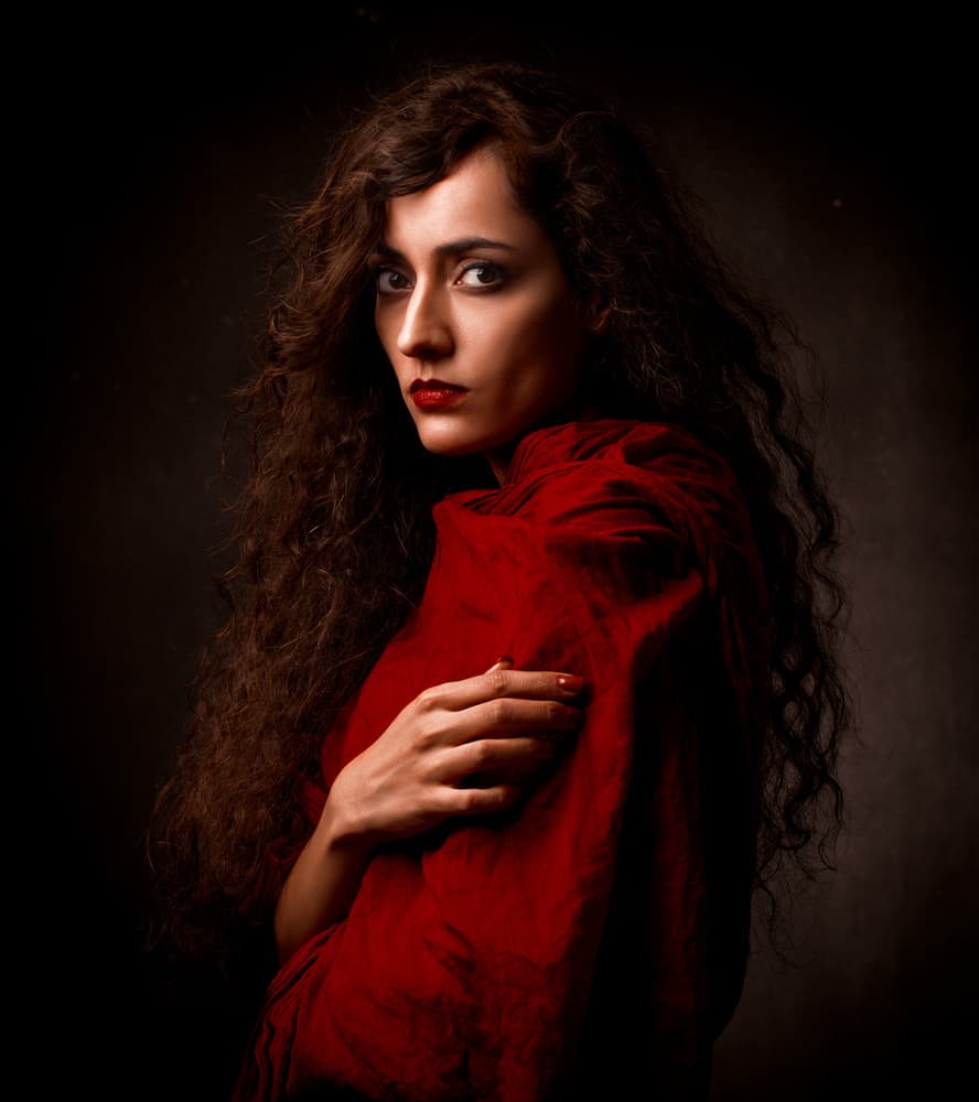 Mysterious Woman in Red by Mehdi Mokhtari — canvas wall art