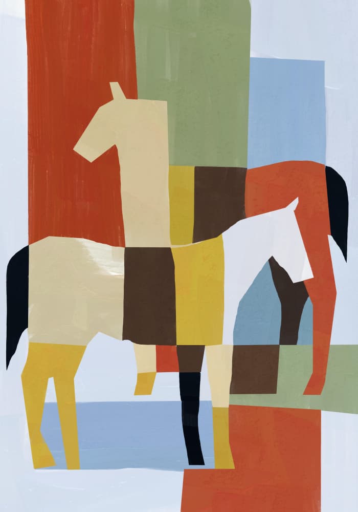 Geometric Abstract Horses by Little Dean — canvas wall art