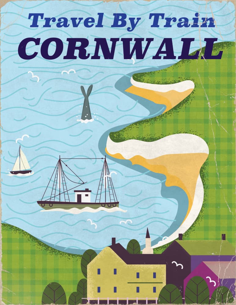 Vintage Cornwall Travel by Nicholas — canvas wall art