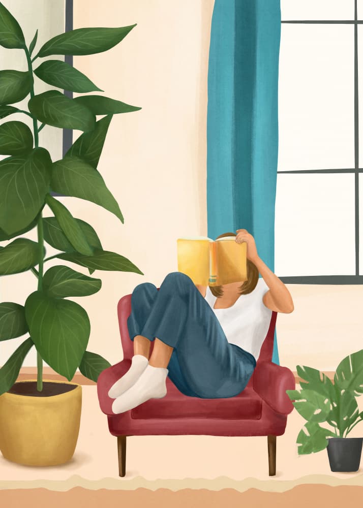 Cozy Reading Moment by Flow Line — canvas wall art