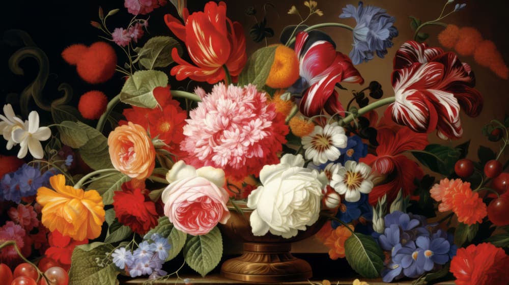 Rich Dutch Floral Still Life by Bilge Paksoylu — canvas wall art
