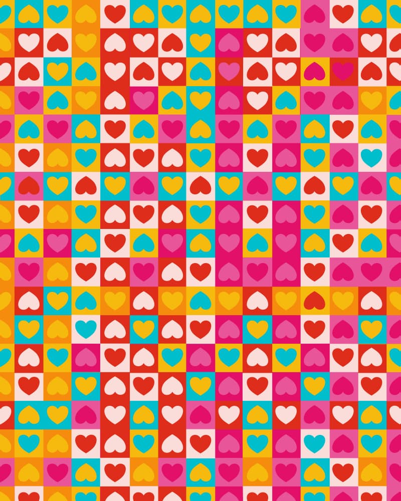 Colorful Heart Grid by Kintsugi99 — canvas wall art
