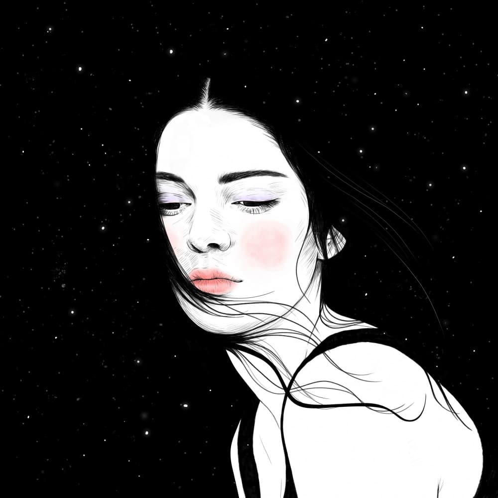Dreamy Starry Night Portrait by Petra Holíková — canvas wall art