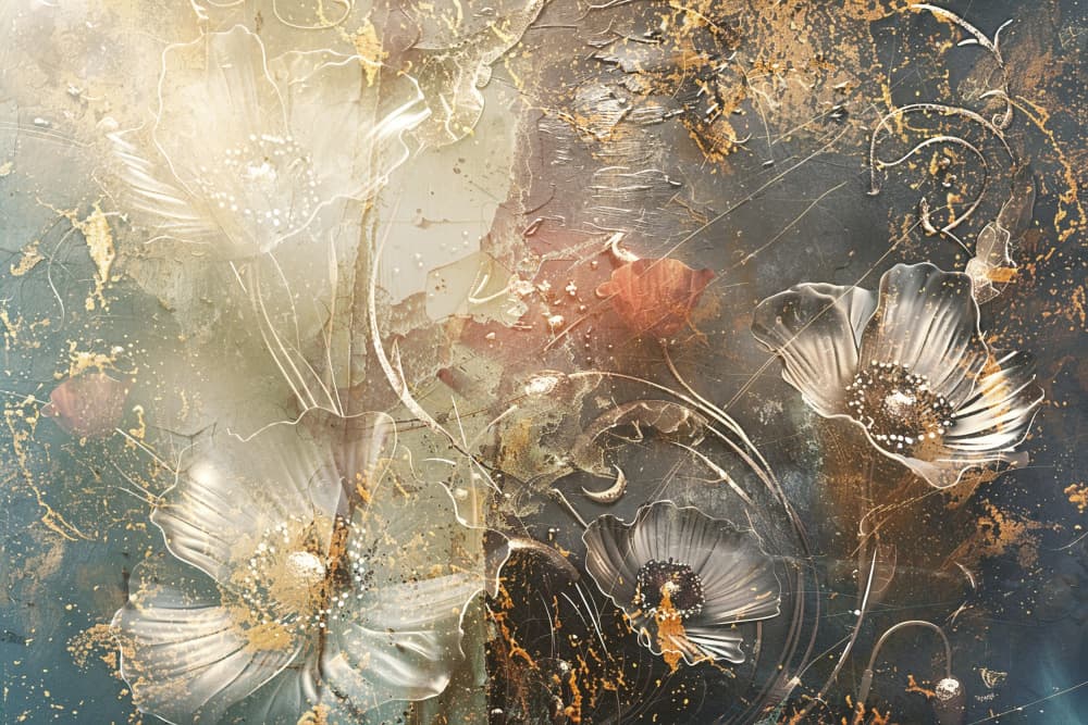 Abstract Gilded Flowers by Rafal Kulik — canvas wall art