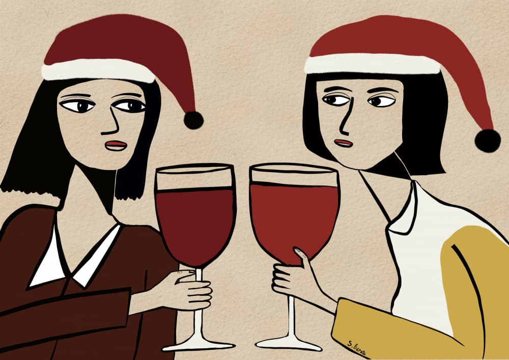 Christmas Wine Toast by Sharyn Bursic — canvas wall art