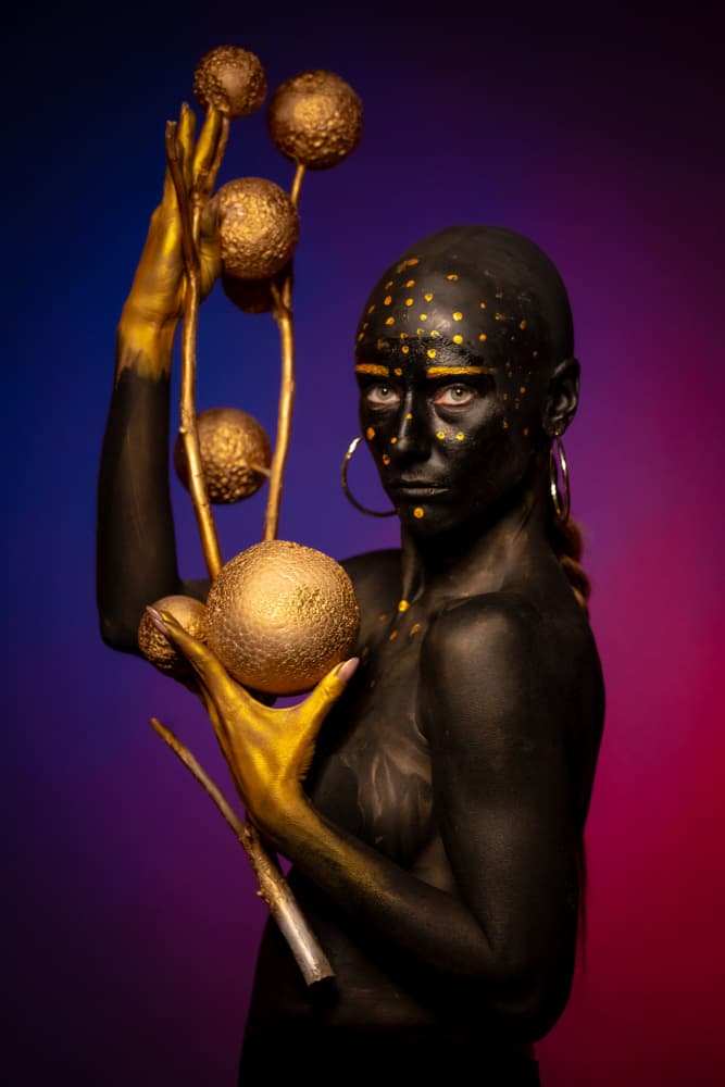 Cosmic Gold Woman by Gila Koller — canvas wall art