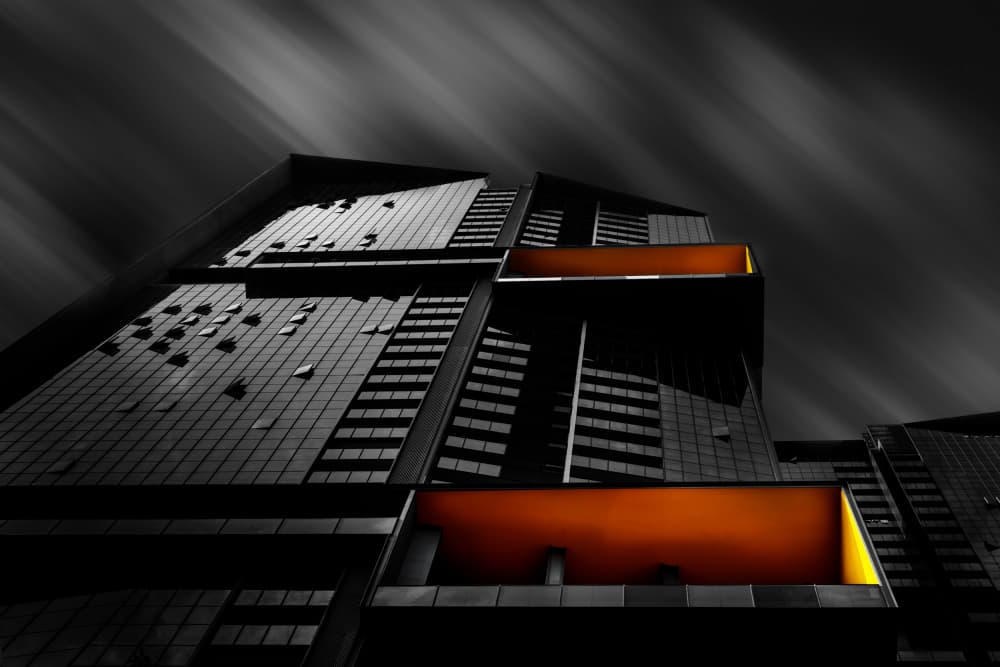Orange Skyscraper Drama by Jeffrey Wong — canvas wall art