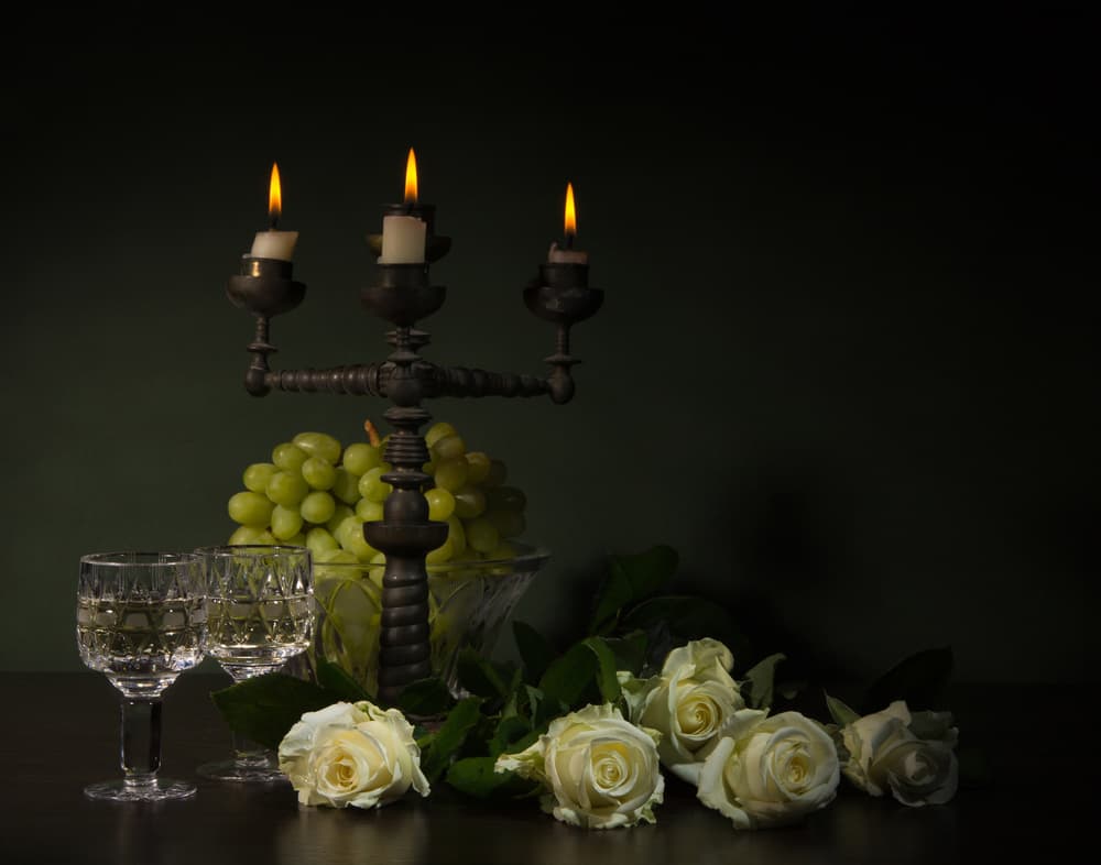 Elegant Candlelight Still Life by magnola — canvas wall art