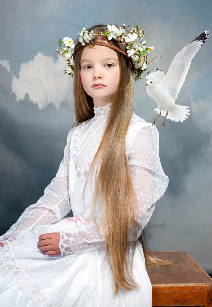 Ethereal Girl and Bird by Monika Vanhercke — canvas wall art