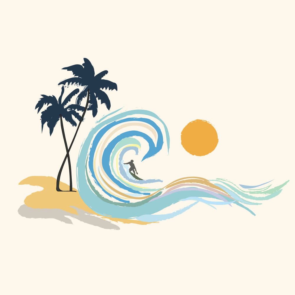 Surfer on a Tropical Wave by Nadjaa — canvas wall art