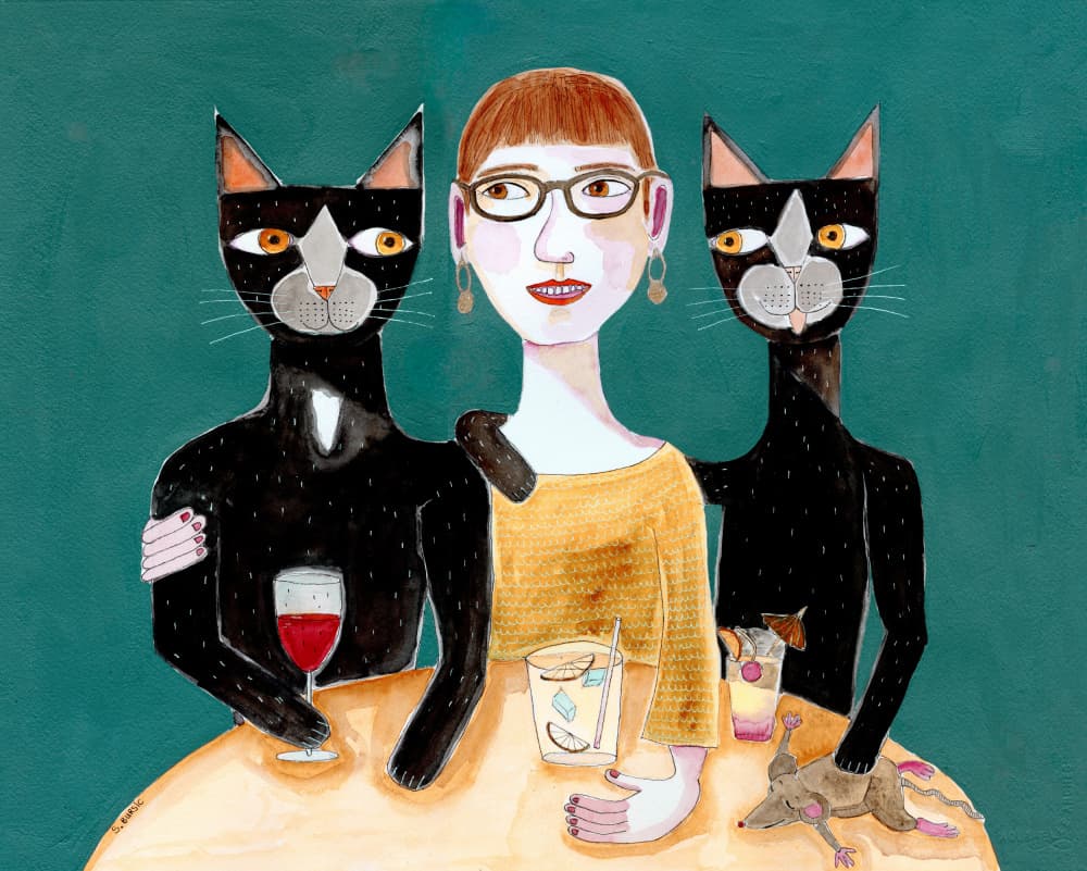 Cats and Cocktails by Sharyn Bursic — canvas wall art