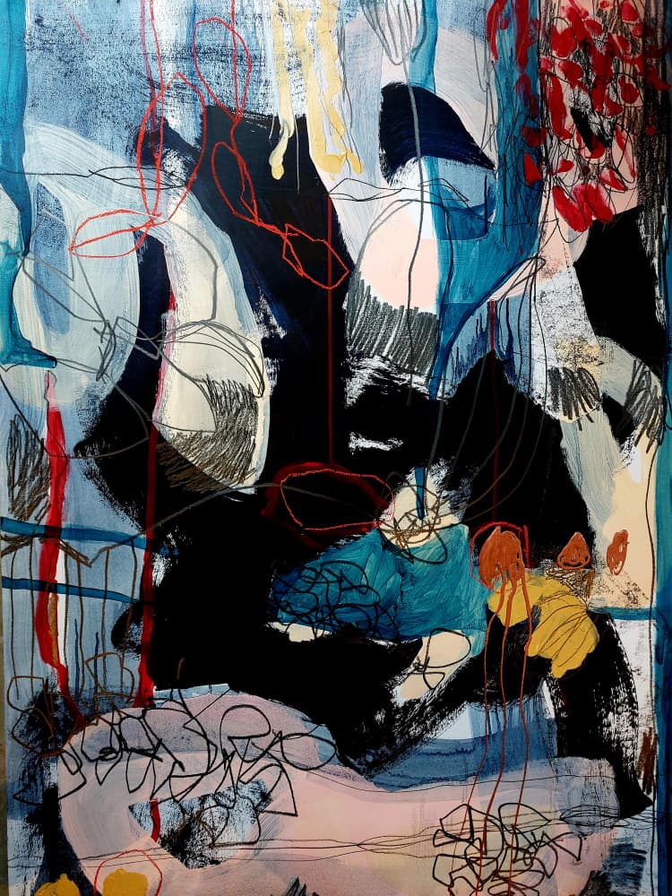 Deep Blue Abstract Layers by Monika Riethmueller — canvas wall art