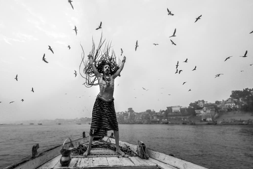 Varanasi Holy Man Rising by Prithul Das — canvas wall art