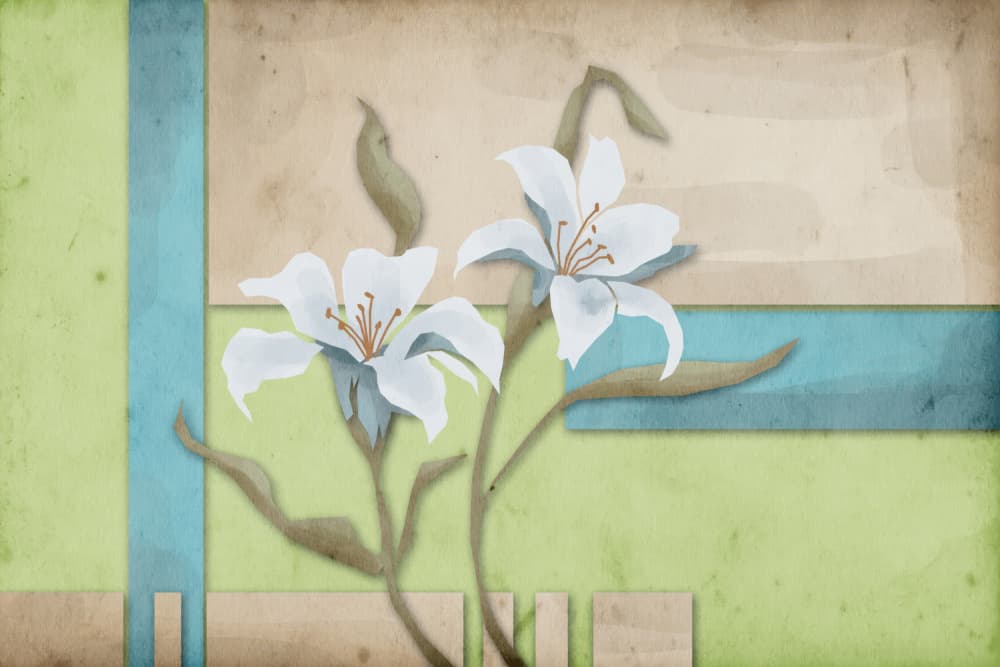 White Lilies Green Texture by Rafal Kulik — canvas wall art