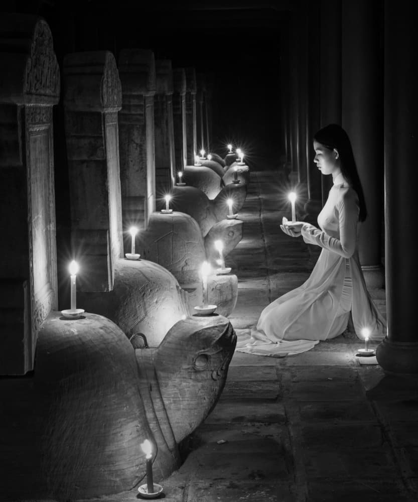 Serene Temple Glow by Angela Muliani Hartojo — canvas wall art