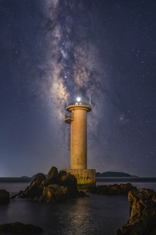 Cosmic Lighthouse Night by Tiger Seo — canvas wall art
