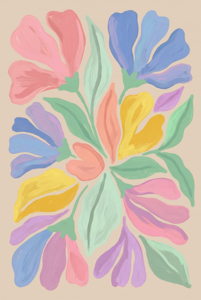 Pastel Floral Blooms by Melloi Art Prints — canvas wall art