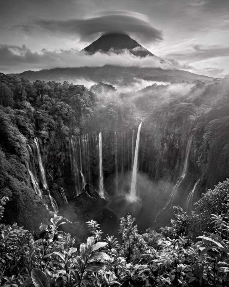 Misty Mountain Waterfalls by Antonyus Bunjamin (Abe) — canvas wall art