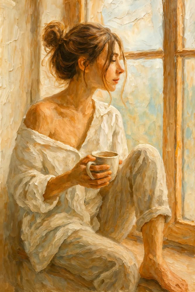 Peaceful Morning Coffee by Natalie Bruns — canvas wall art