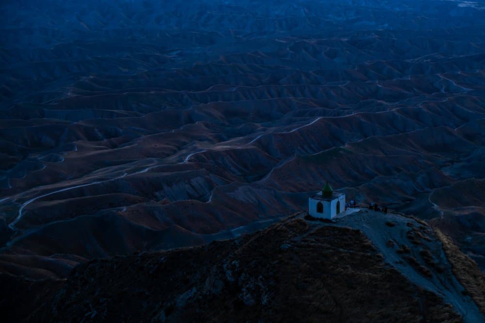 Hilltop Shrine at Dusk by Hamid Jamshidian — canvas wall art