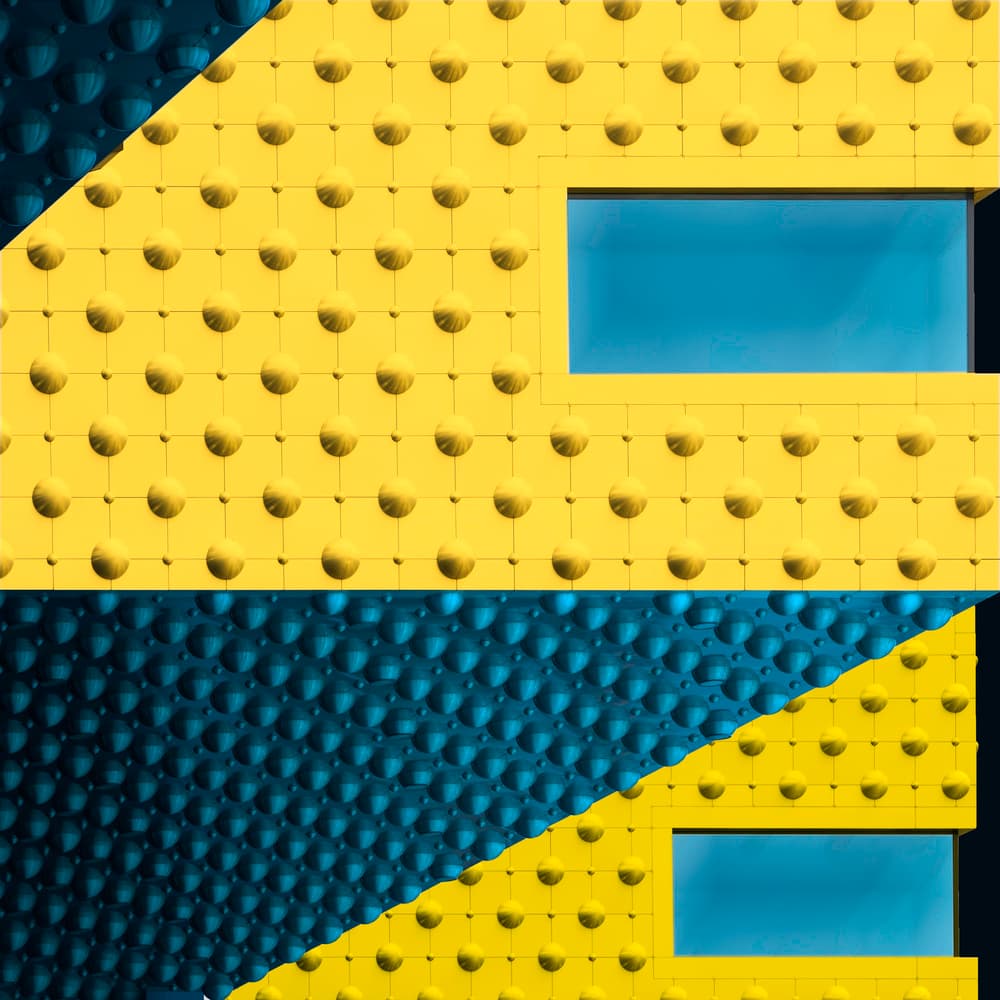 Yellow Blue Geometric Facade by Greetje van Son — canvas wall art