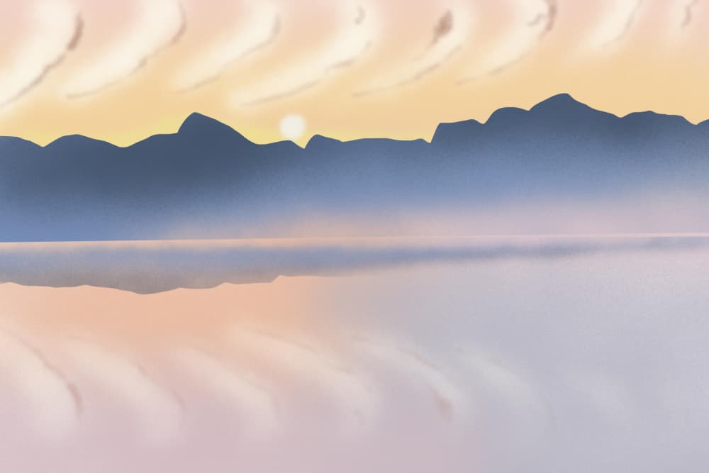 Misty Mountain Glow by Little Dean — canvas wall art