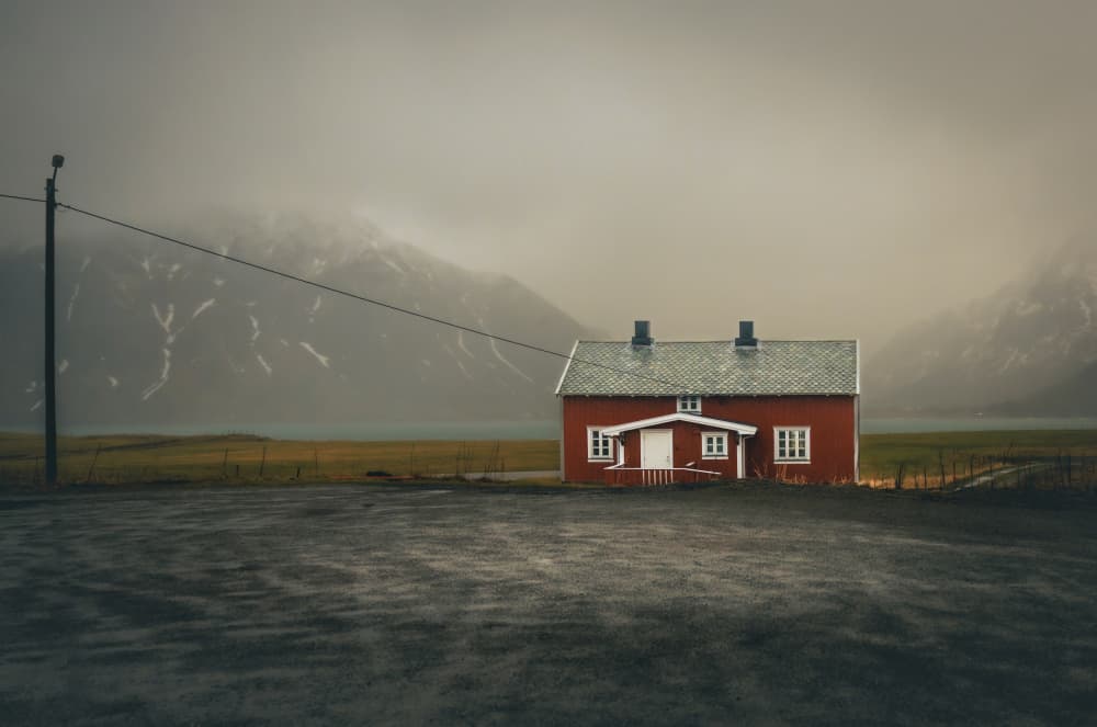 Nordic Red Cabin by Stephanie Kleimann — canvas wall art