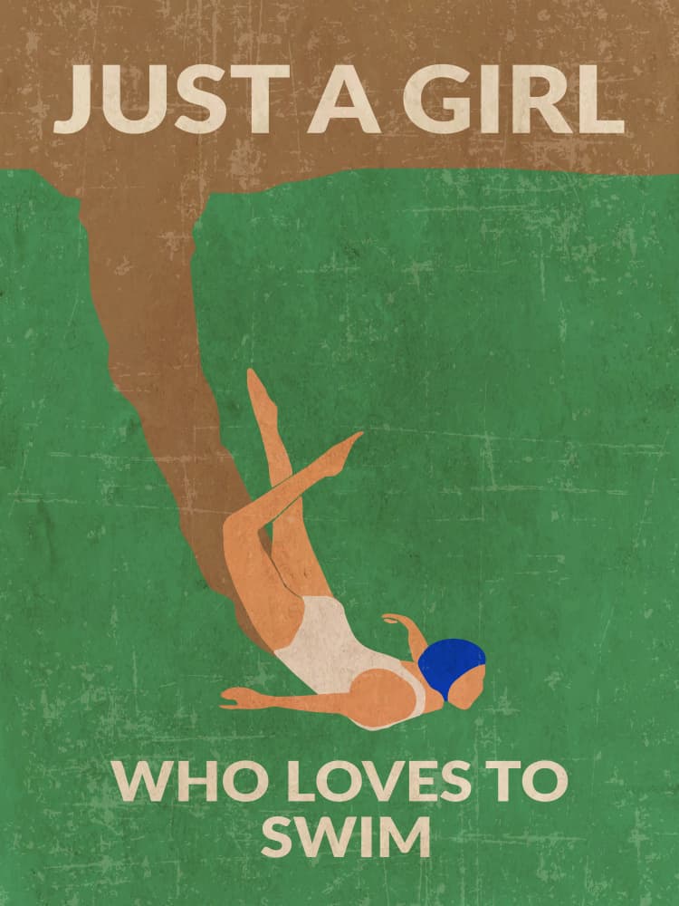 Girl Loves To Swim by WallChart Art Studio — canvas wall art