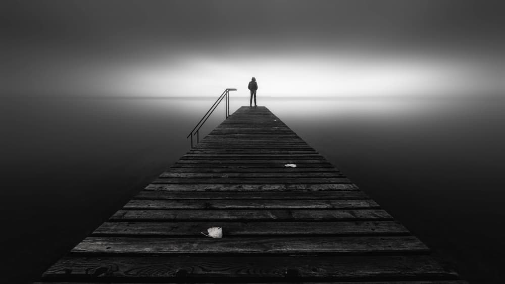 Misty Pier Solitude by Thomas de Franzoni — canvas wall art