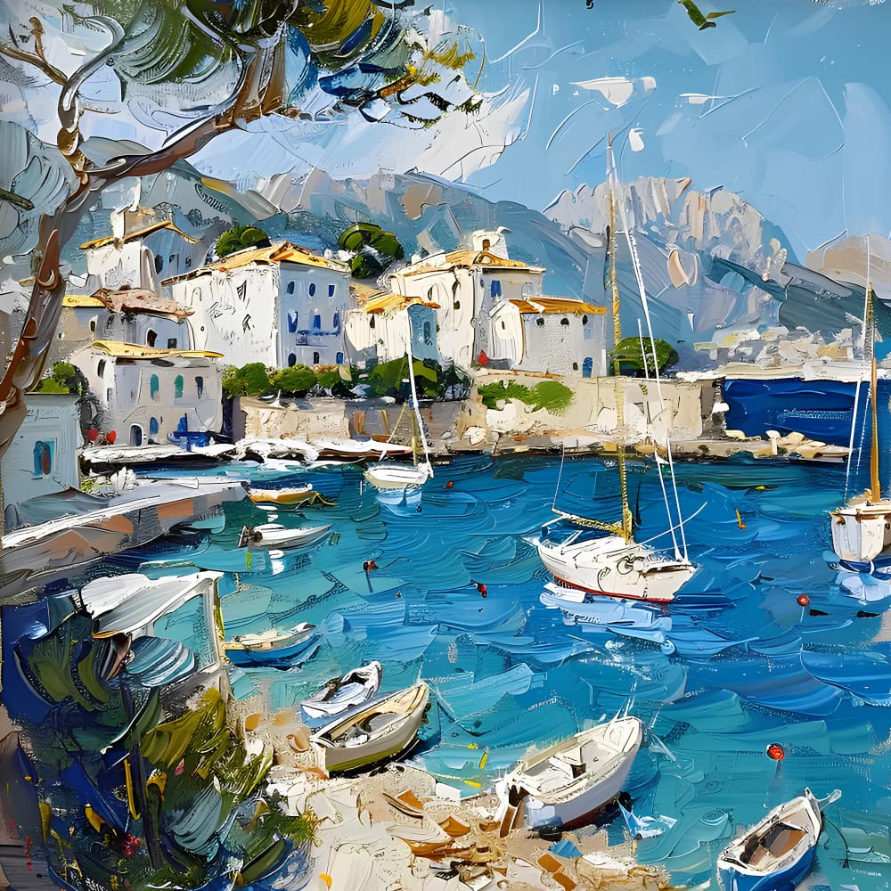 Vibrant Mediterranean Harbor by Avanesova Elena — canvas wall art