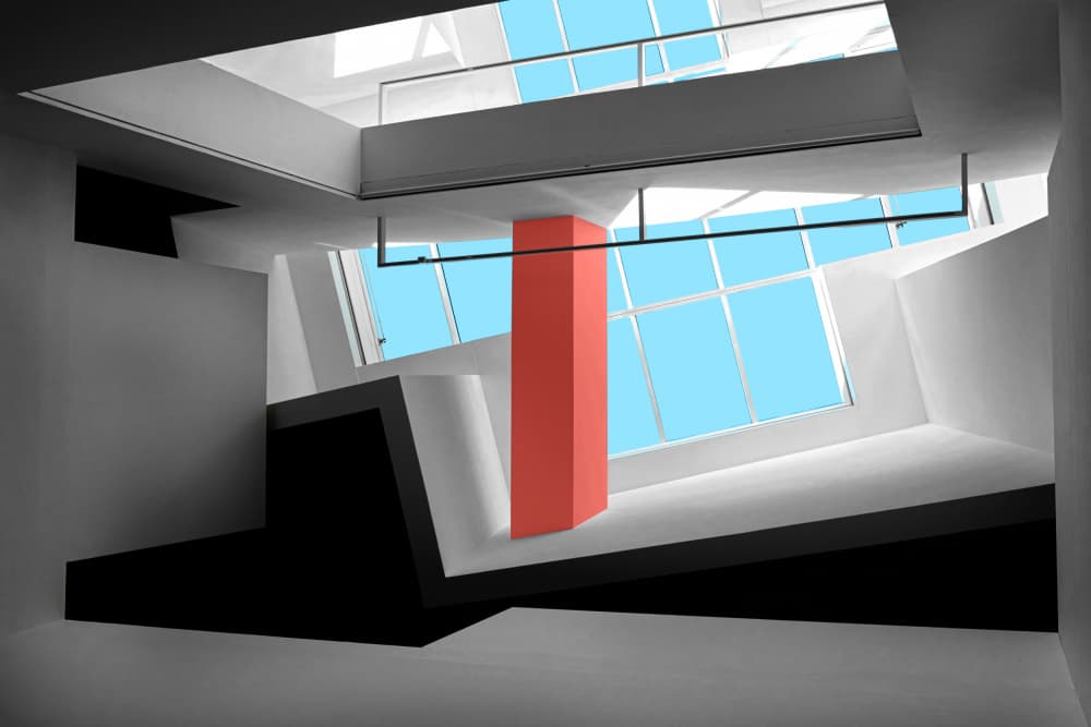 Modern Red Pillar Space by Rolf Endermann — canvas wall art