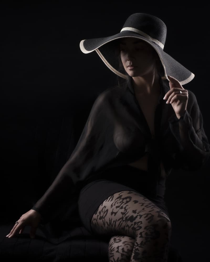 Elegant Woman In Hat by Thierry Lagandré (Transgressed Light) — canvas wall art