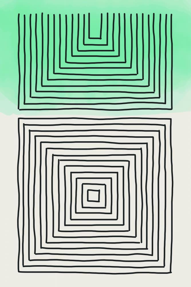 Green Concentric Shapes by jay stanley — canvas wall art