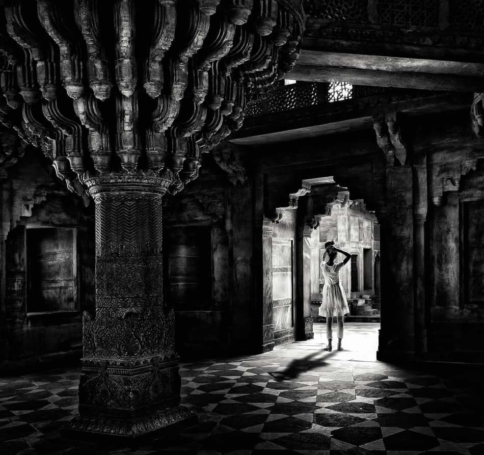 Woman in Temple Archway by Piet Flour — canvas wall art