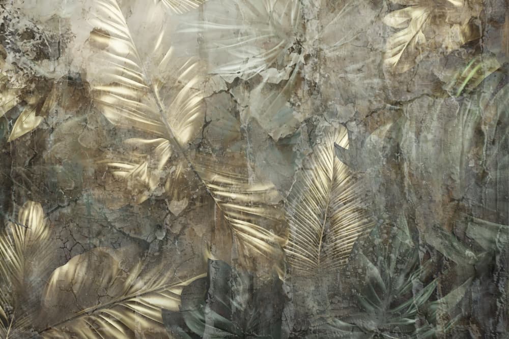 Golden Distressed Foliage by Rafal Kulik — canvas wall art
