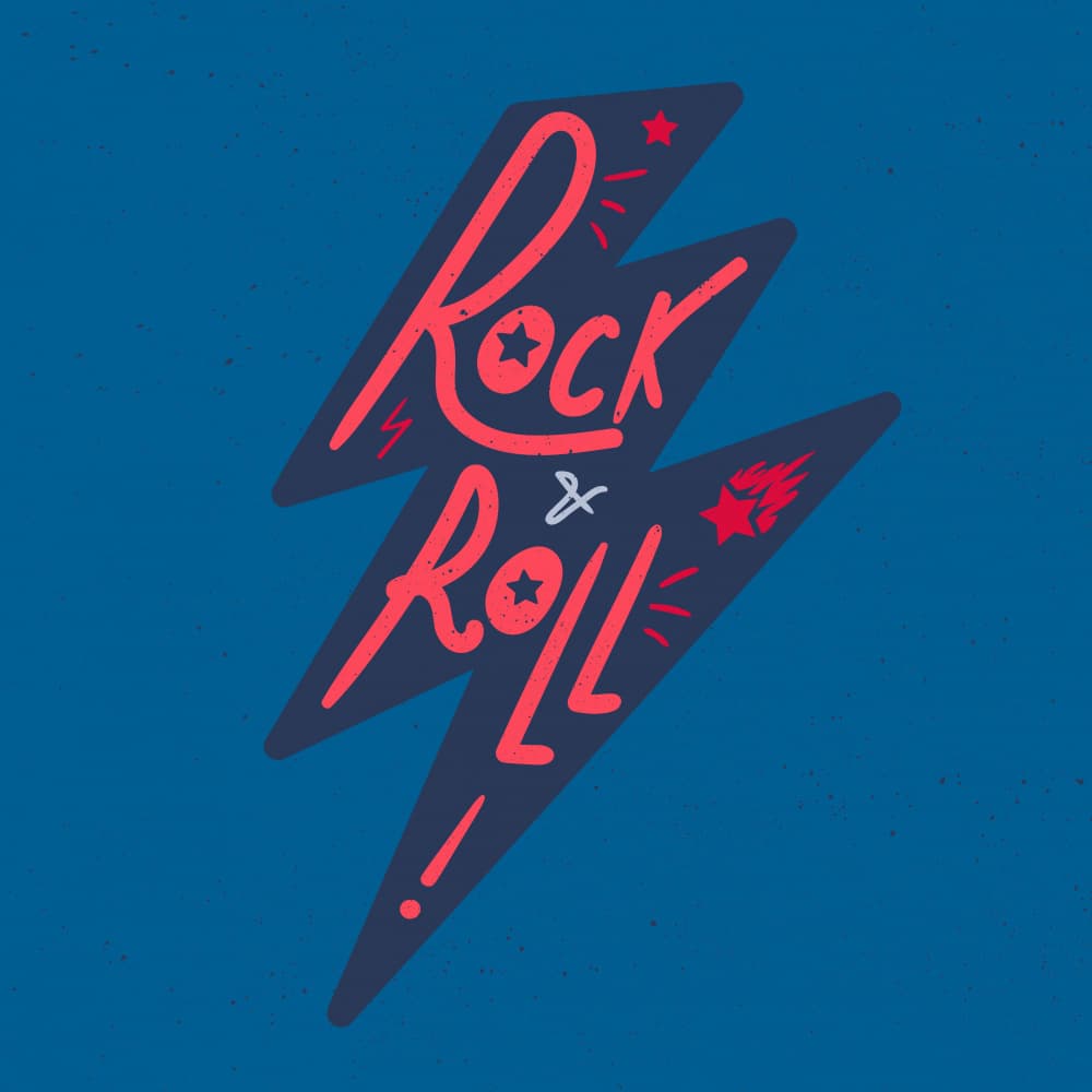 Rock Roll Lightning Bolt by Marika Barsrsind — canvas wall art